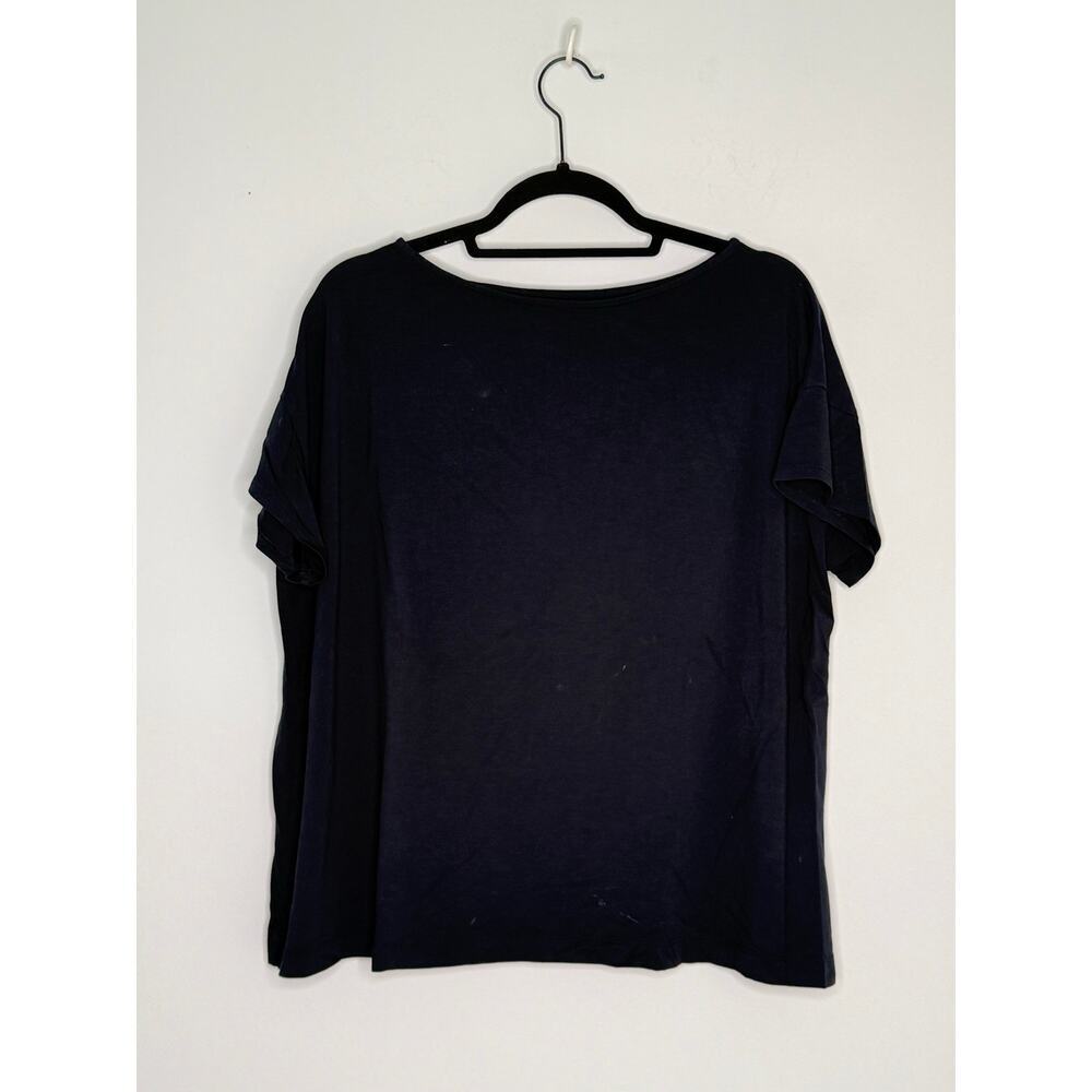 J.Jill Lux Supima Short Sleeve T- Shirt Navy Round Neck Size 1X Plus Classic